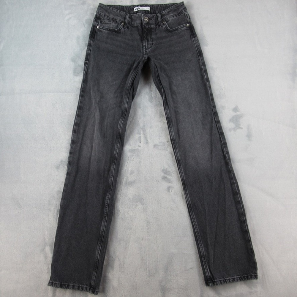 Zara Womens Jeans Size 0‎ Gray Faded Black Straight Leg Denim 6164/058/800